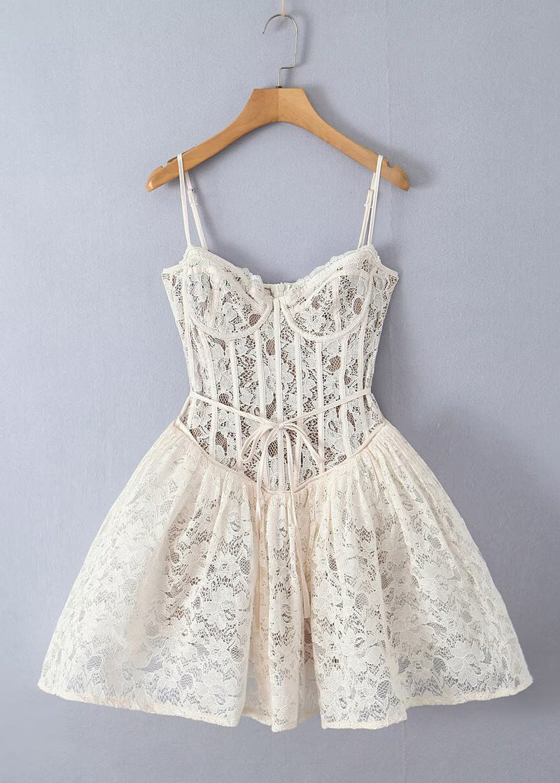 Backless Lace Spaghetti Strap Dress Summer