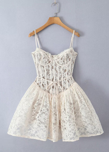 Backless Lace Spaghetti Strap Dress Summer