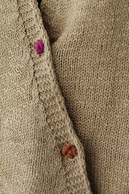 Knitted Retro Pure Color V-neck Sweater Coat