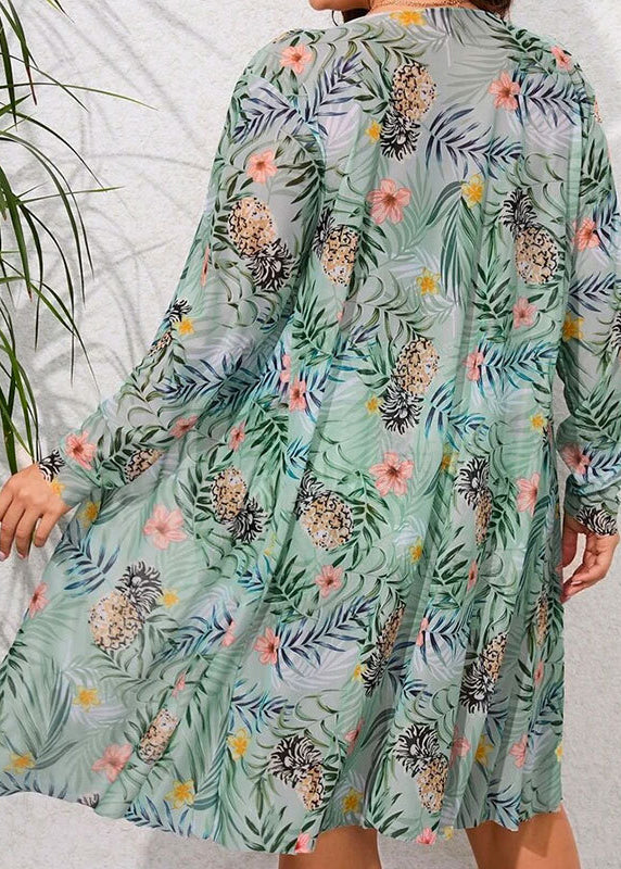 New Green Cardigans Swimwear Three Pieces Set