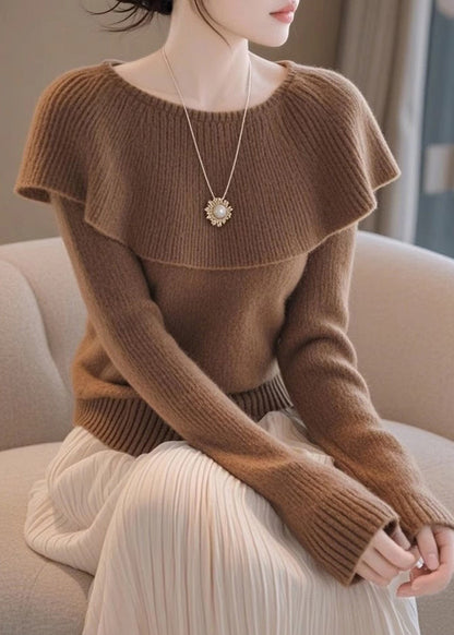 Stylish Coffee Original Design Knit Sweaters Spring