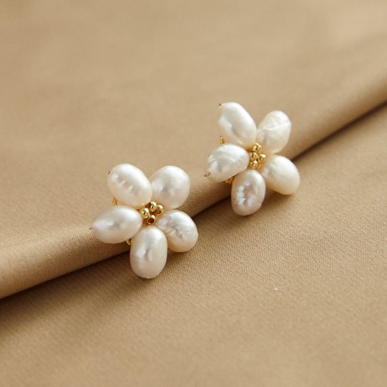 White Petal Pearl Earrings