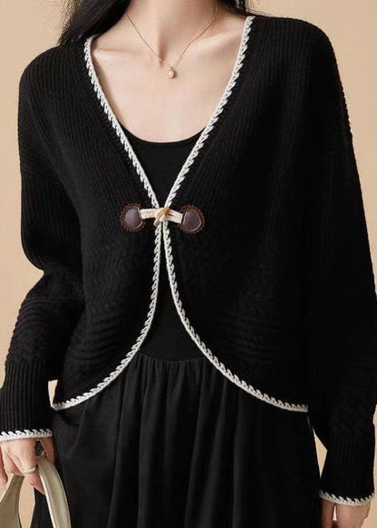 Beige V Neck Woolen Knit Cardigan Fall
