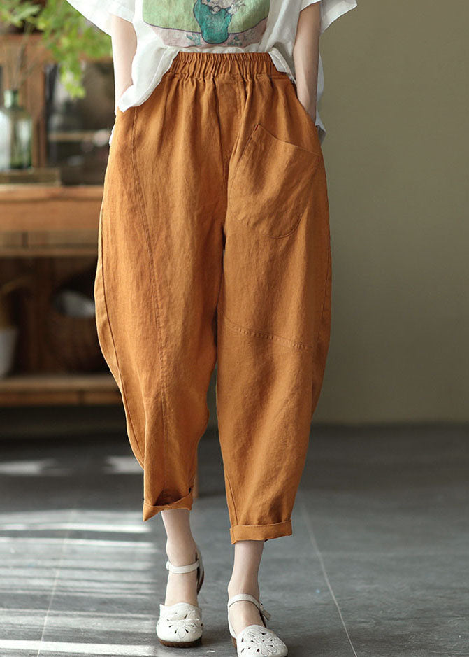 Caramel High Waist Color Linen Harem Pants Summer
