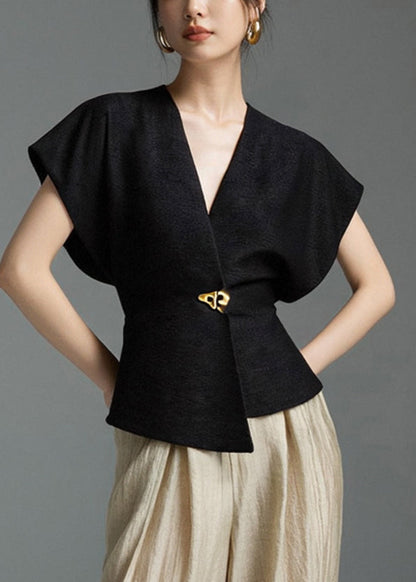 Black Shirt Asymmetrical Sleeveless