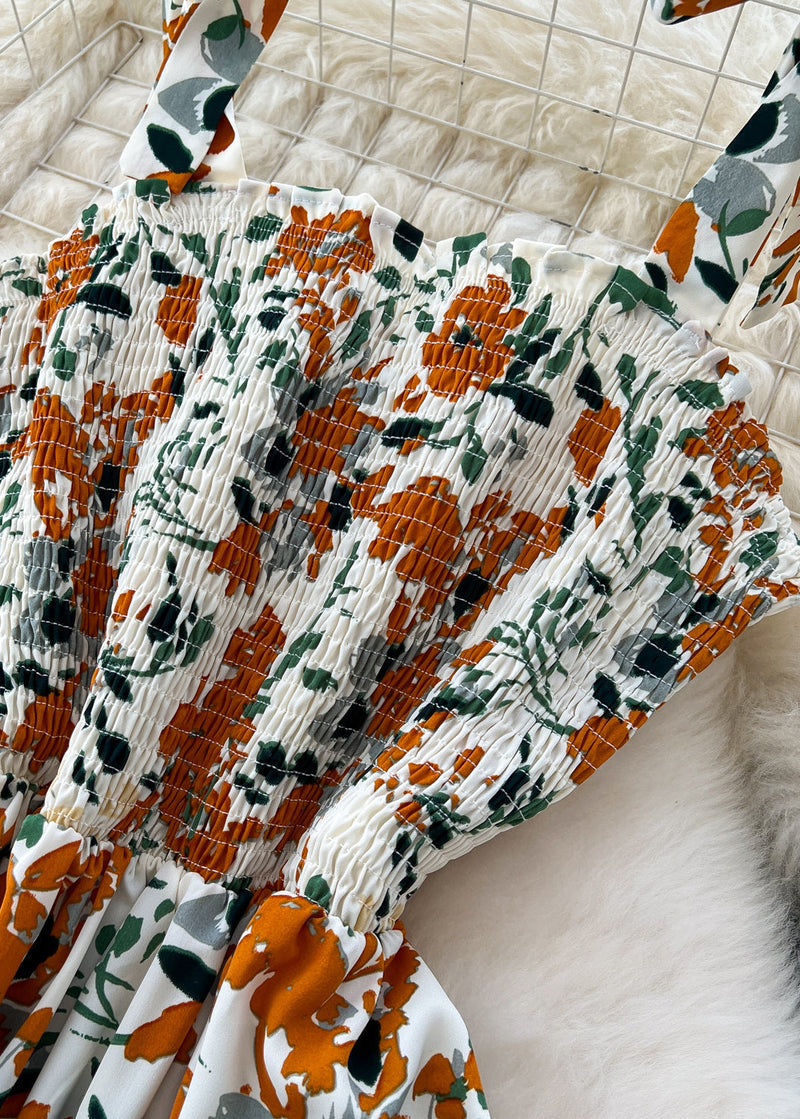 Apricot Print Chiffon Cami Dress Summer