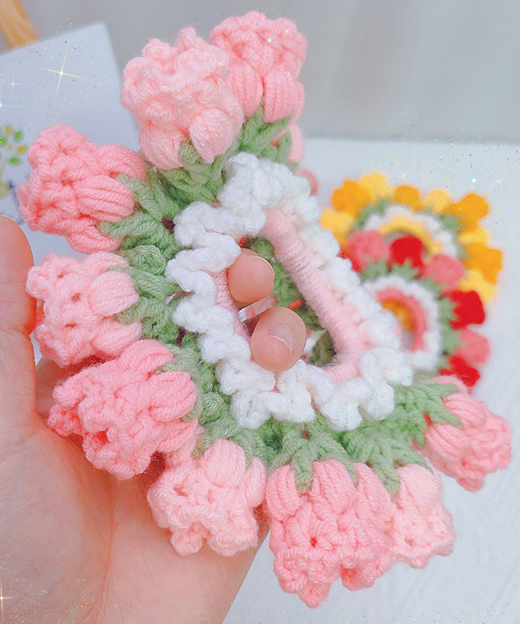 Pink Knitted Cotton Thread Lily of the Valley Hair Band