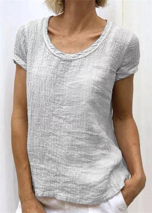 Pink O-neck Cotton T Shirt Summer