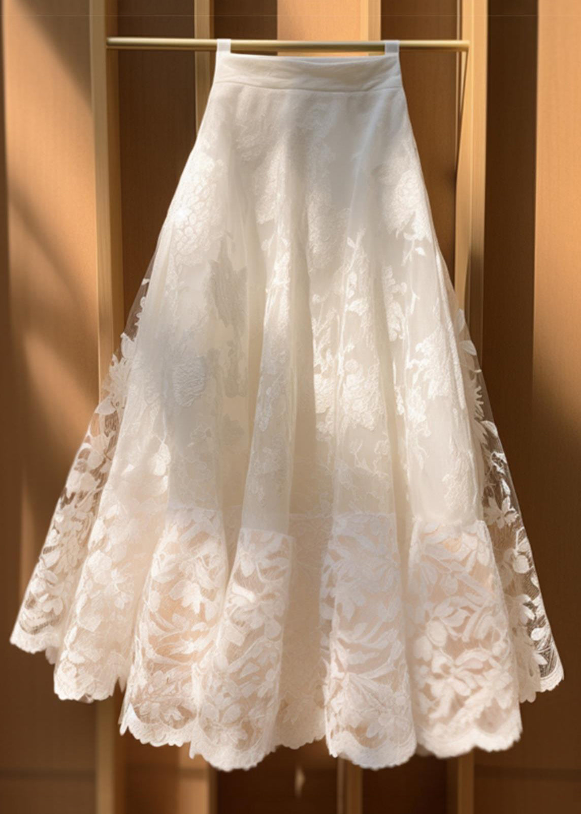 Beige High Waist Lace Skirts Summer