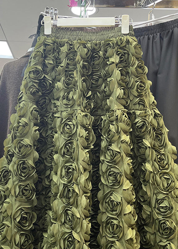 Loose Rose Elastic Waist Tulle Maxi Skirts Spring