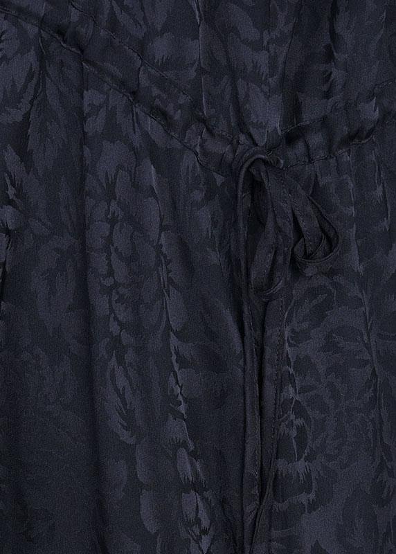 Black Jacquard Patchwork Silk Cardigans Long