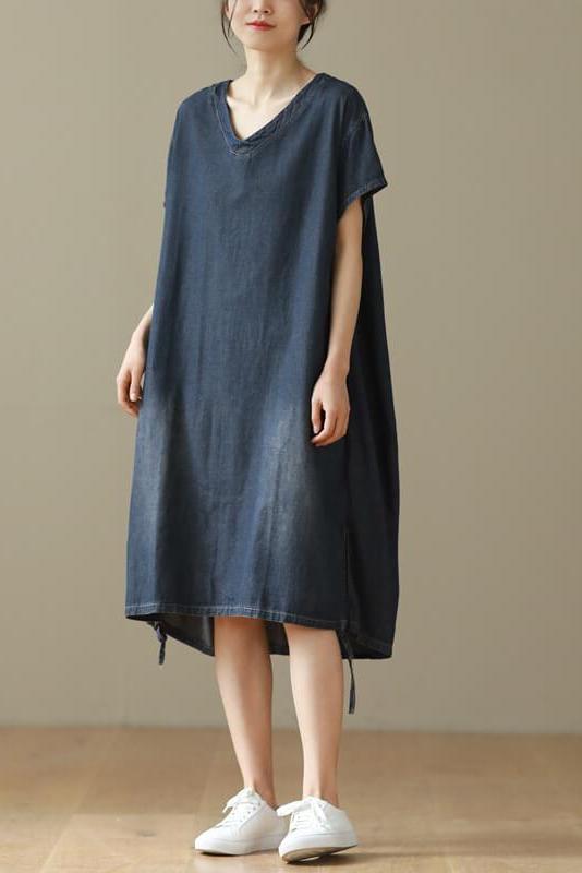 V-neck Lace-up Midi Short Sleeve Dress