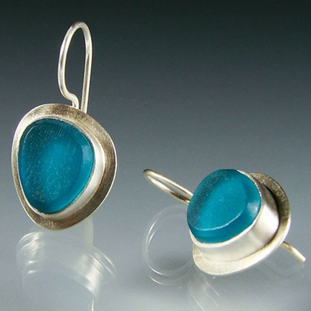 Blue Stone Earrings in Silver