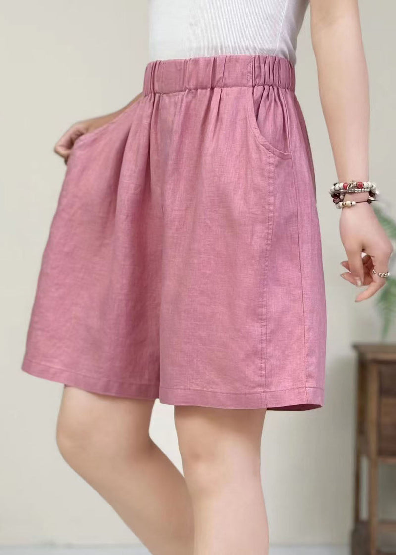 Orange Oversized Elastic Waist Cotton Pants Shorts Summer