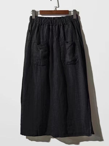 100% Linen Cotton Wide-leg Skirt Pants