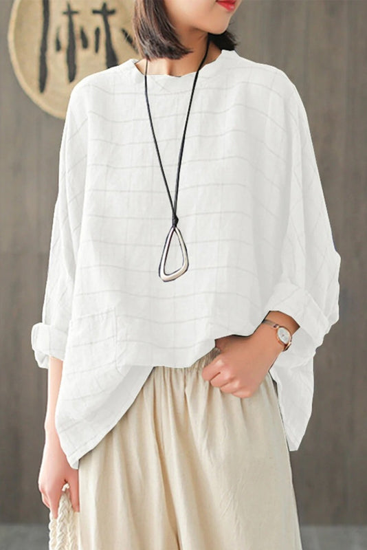 -retro Plaid Long-sleeved Shirt Loose Cotton Tops