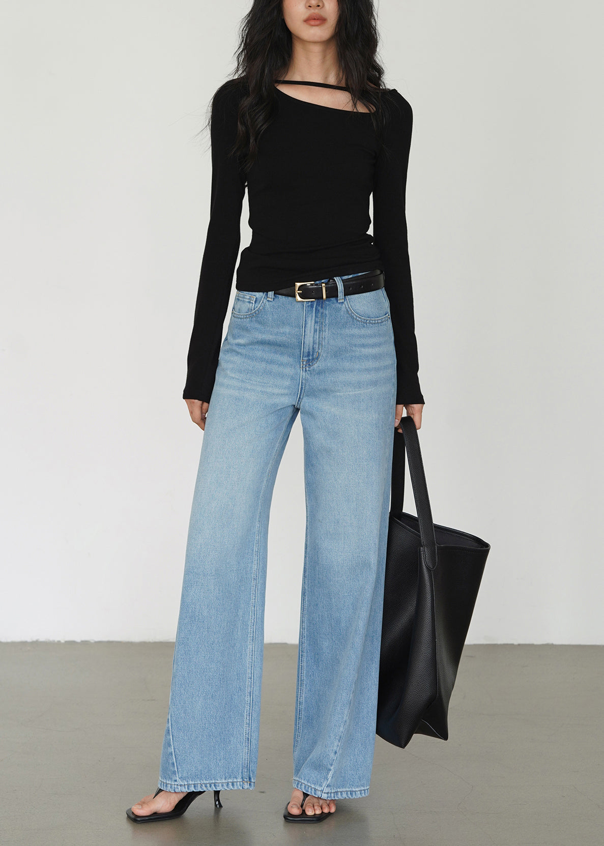 Diy Black Asymmetrical Design Cotton Tops Fall