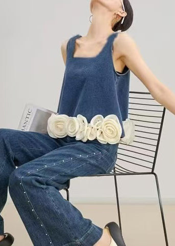 Organic Blue Oversized Handmade Denim Vest Sleeveless