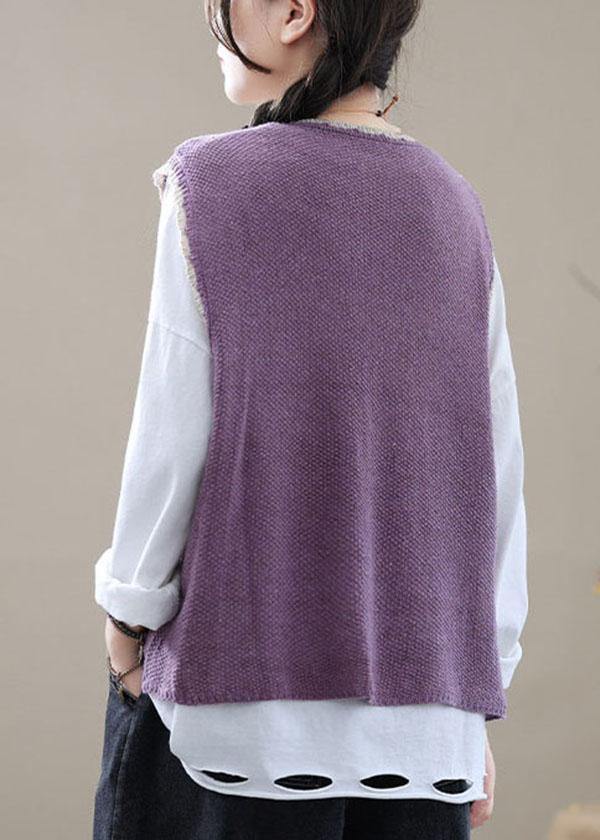 Style Khaki Embroidered Pockets Fall Shirt Knit Vest Sleeveless