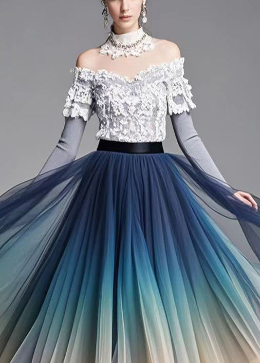 Gradient Color Exra Large Hem Tulle Skirt Fall
