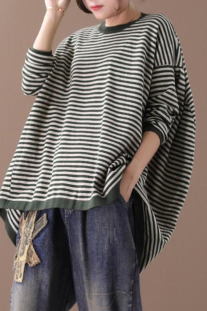 Lotstrends Ultra-loose Classic Striped Round Neck Sweater