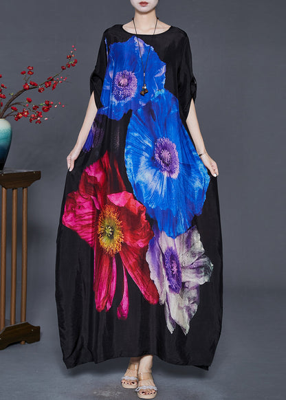 Blue Silk Holiday Dress Oversized Spring