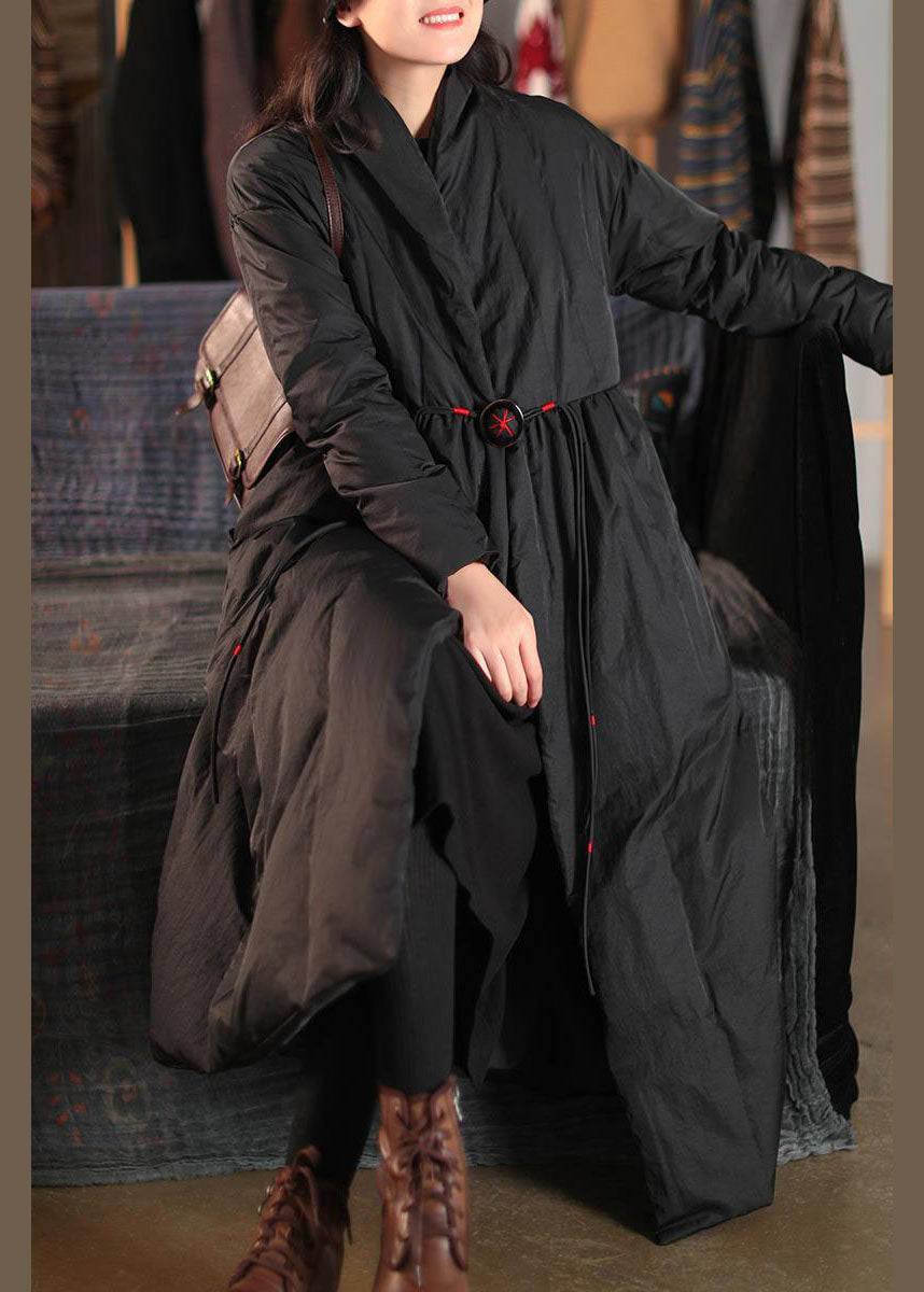 Black Pockets Duck Down Witner Coats Stand Collar Button Winter