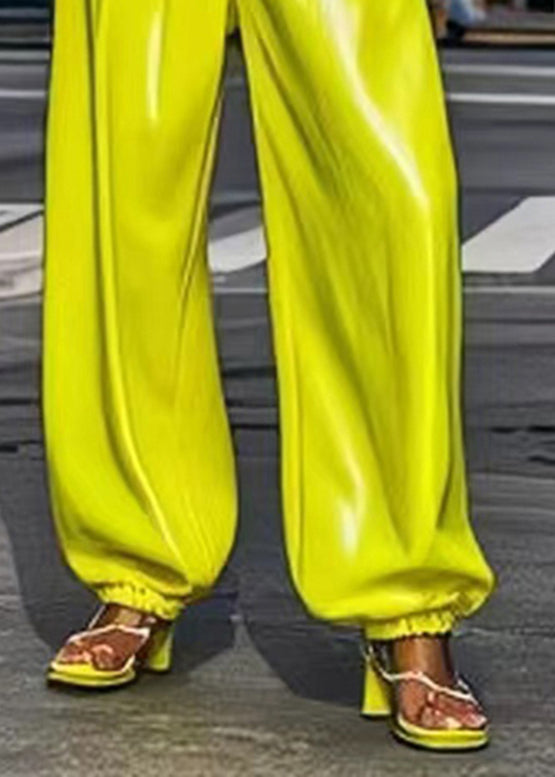 Fluorescent Green Elastic Waist Harem Pants