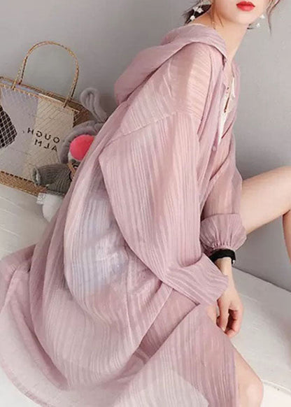 Pink Button Silk Cardigan Long Sleeve