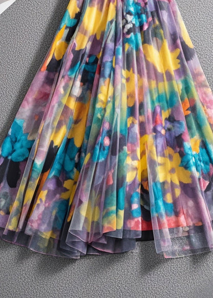 Rainbow Print Exra Large Hem Tulle Skirts Summer
