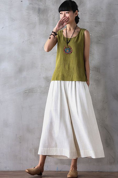 Summer Wide Leg Dress Pants Cropped Trousers