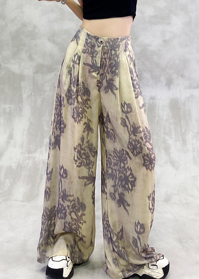 Modern Print Pockets Elastic Waist Pants Summer