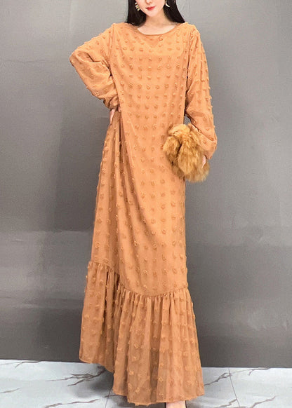Fine Orange Patchwork Maxi Dresses Fall