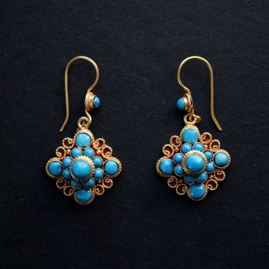 Blue Stones Mandala Earrings