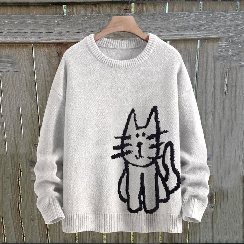 Comstylish Women's Cat Knitted Art Cozy Sweater