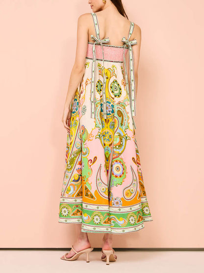 Fashionable Unique Holiday Print Midi Dress