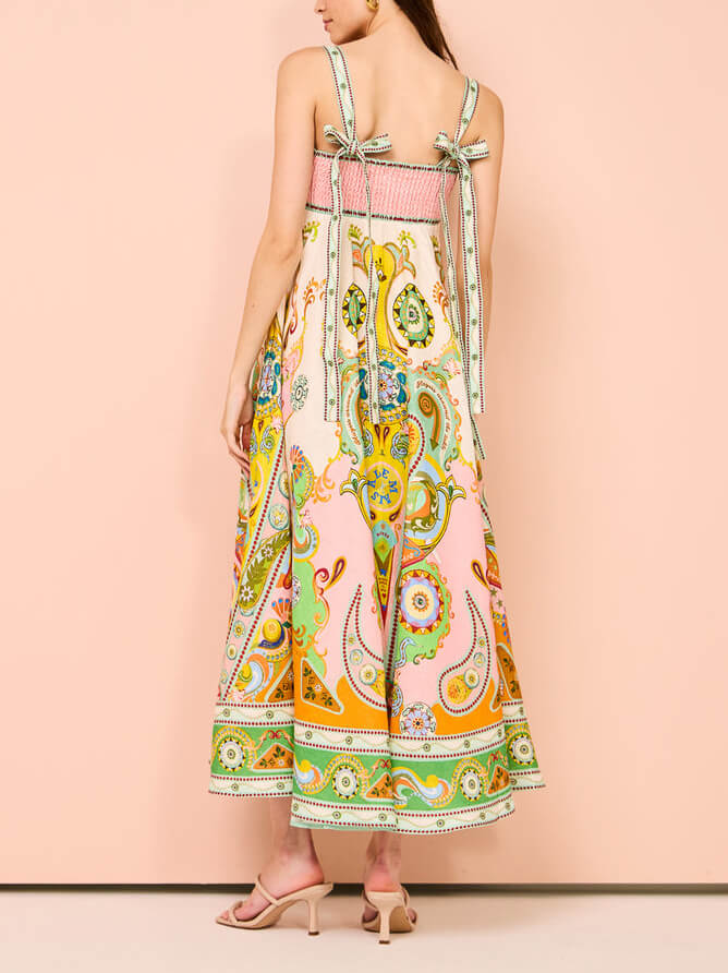 Fashionable Unique Holiday Print Midi Dress