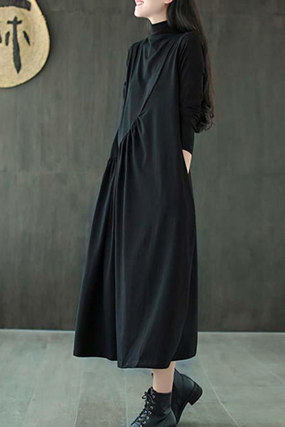 Limited Stock- Draped High Neckline Dress