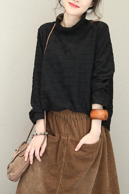 Half High Neck Fleece Loose Tops for Autumn