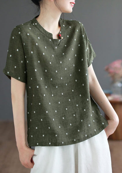 Retro Linen Embroidery Summer Tops