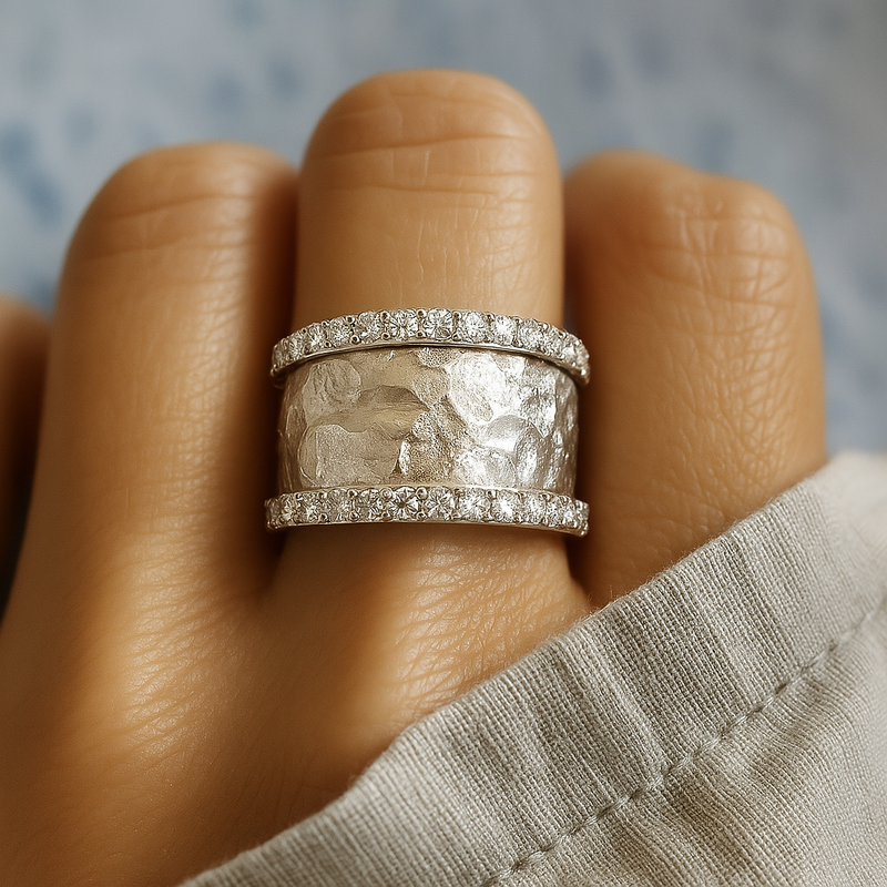 Silvered Zirconia Ring
