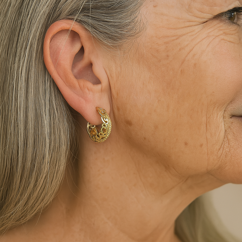 Minimalist Mandala Earrings in Gold.