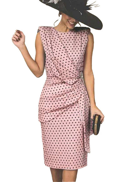 Blue Dot Asymmetrical Wraped Dresses Summer