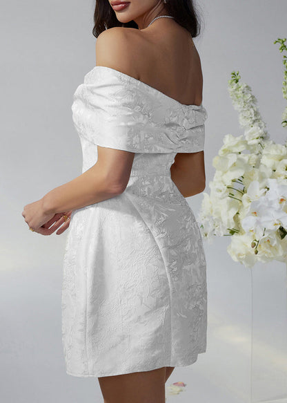 European and American Beige Bow Strapless Dress Summer