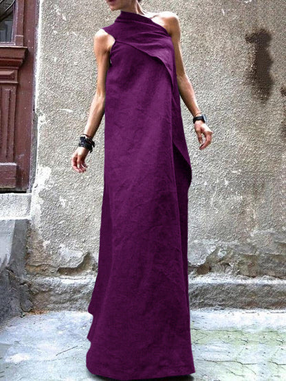 100% Navy Cotton Linen Quilting Clothes Sleeveless Patchwork Love Dresses
