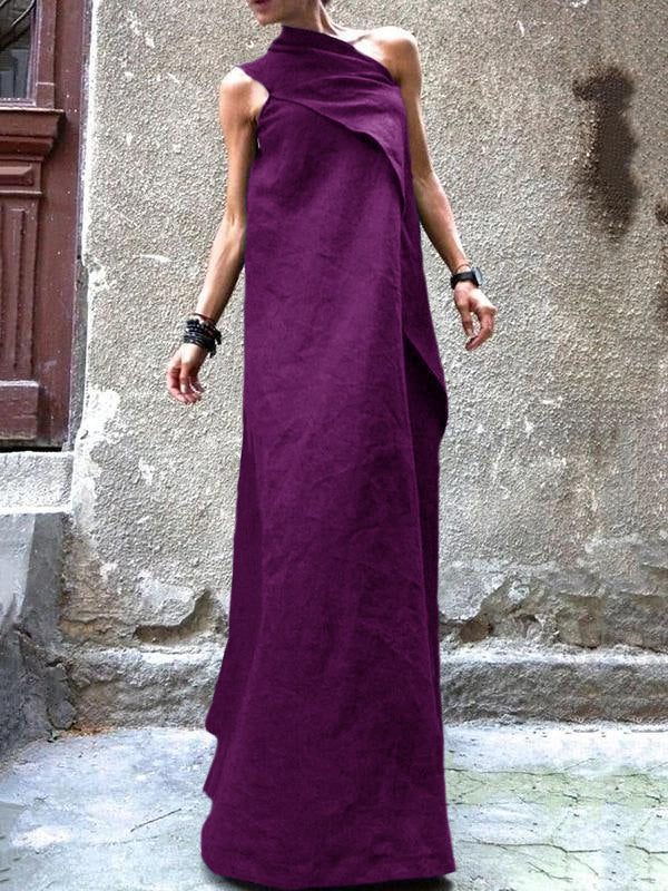 100% Navy Cotton Linen Quilting Clothes Sleeveless Patchwork Love Dresses