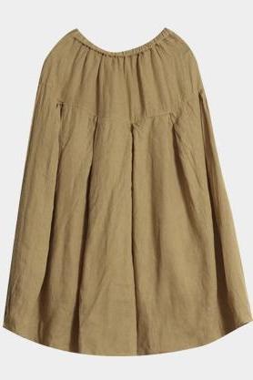 Khaki Linen Wide-leg Pants Summer Loose Trousers