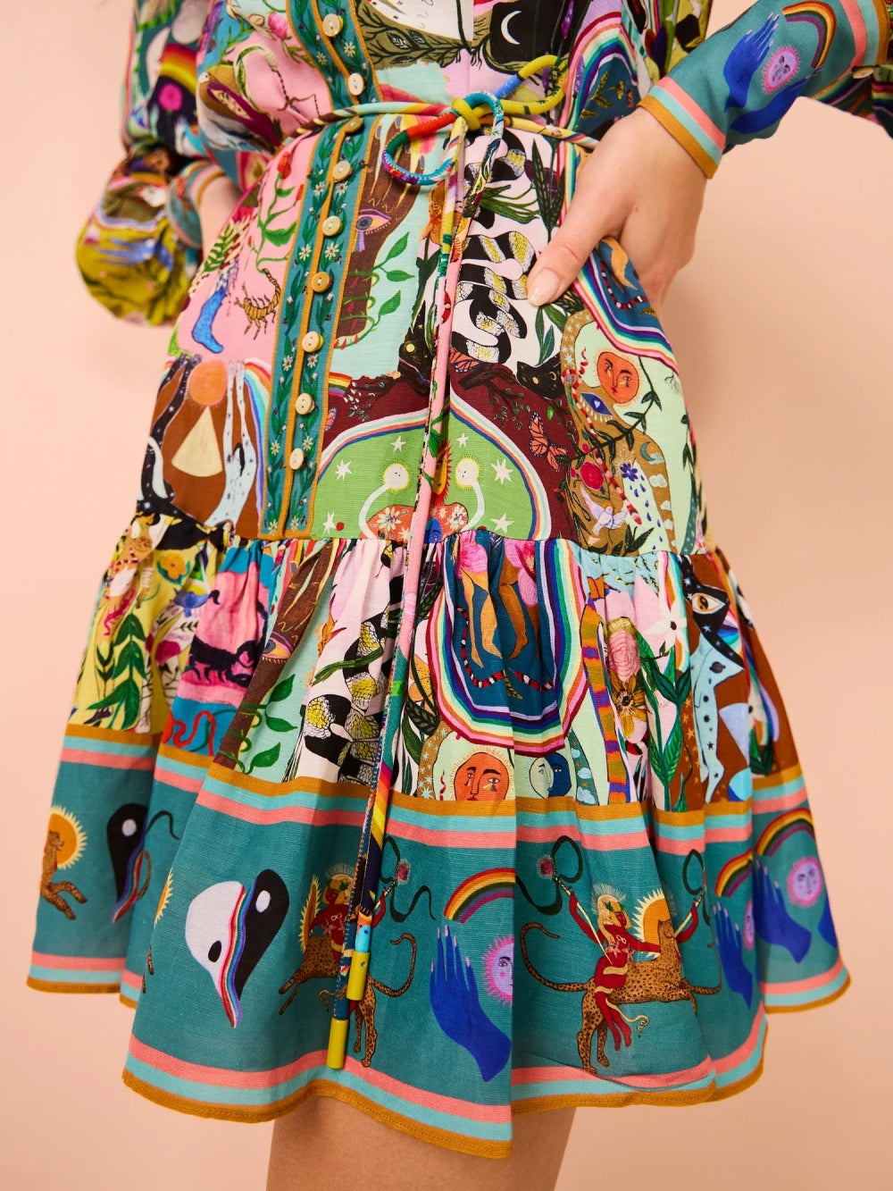 Graffiti Evergreen Printing Mini Dress