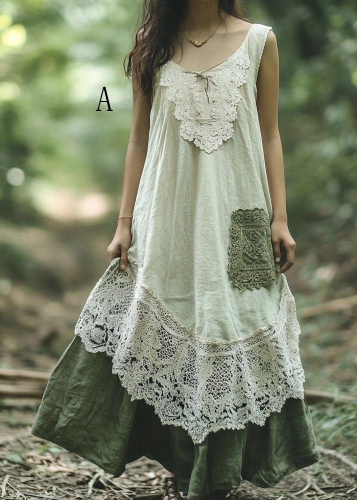 New Lace Patchwork Versatile Dress Sleeveless