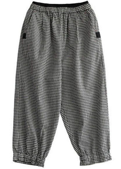 Plaid Pockets Summer Linen Pants